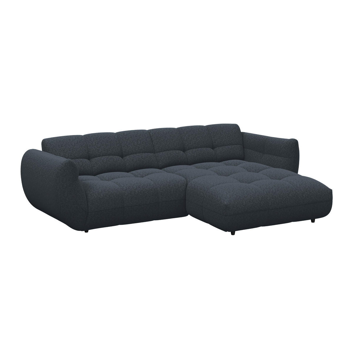 ECKSOFA Chenille Dunkelblau  - Schwarz/Dunkelblau, Trend, Kunststoff/Textil (280/178cm) - MID.YOU