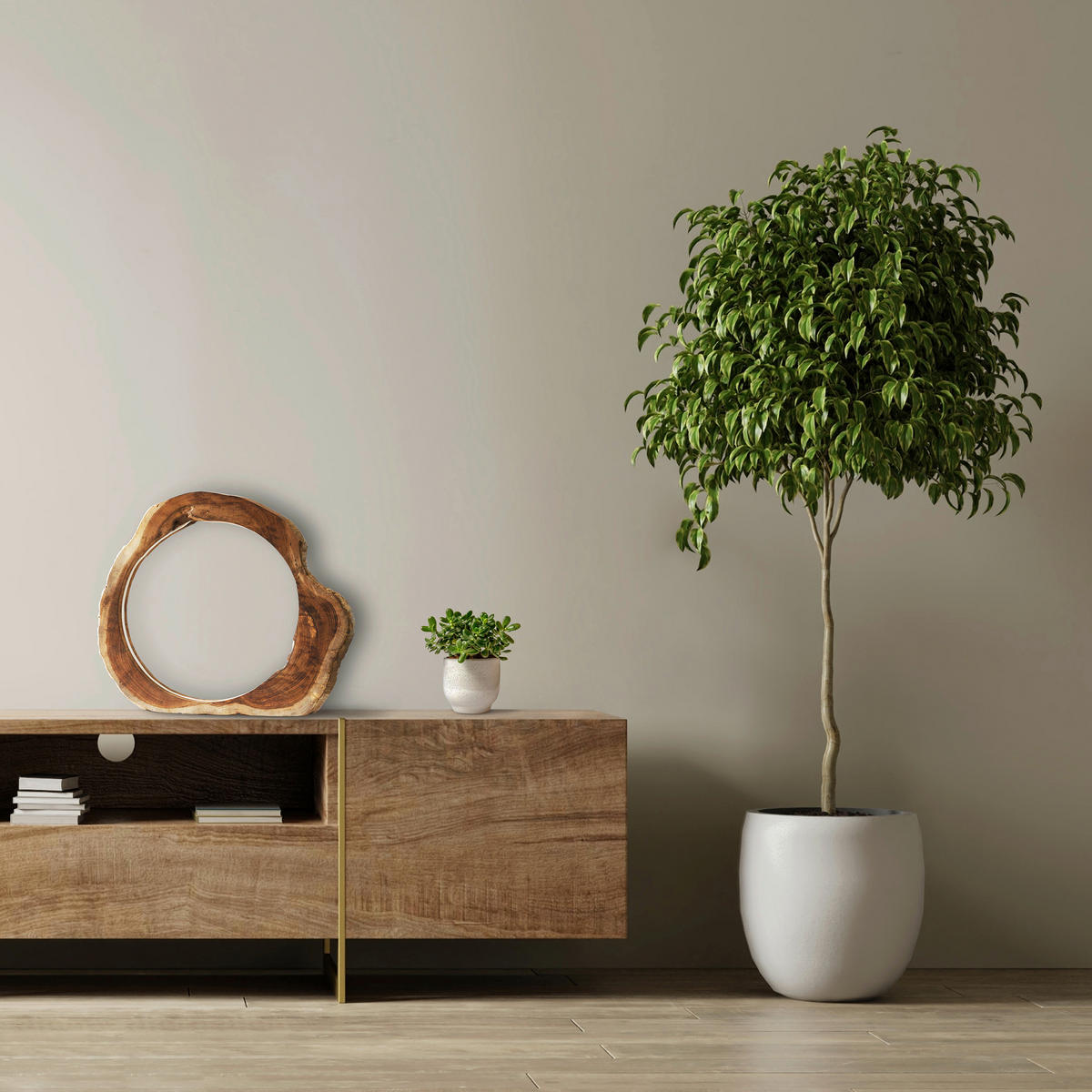 LED-TISCHLEUCHTE 49/49/5,5 cm   - Naturfarben, Design, Holz (49/49/5,5cm) - P & B