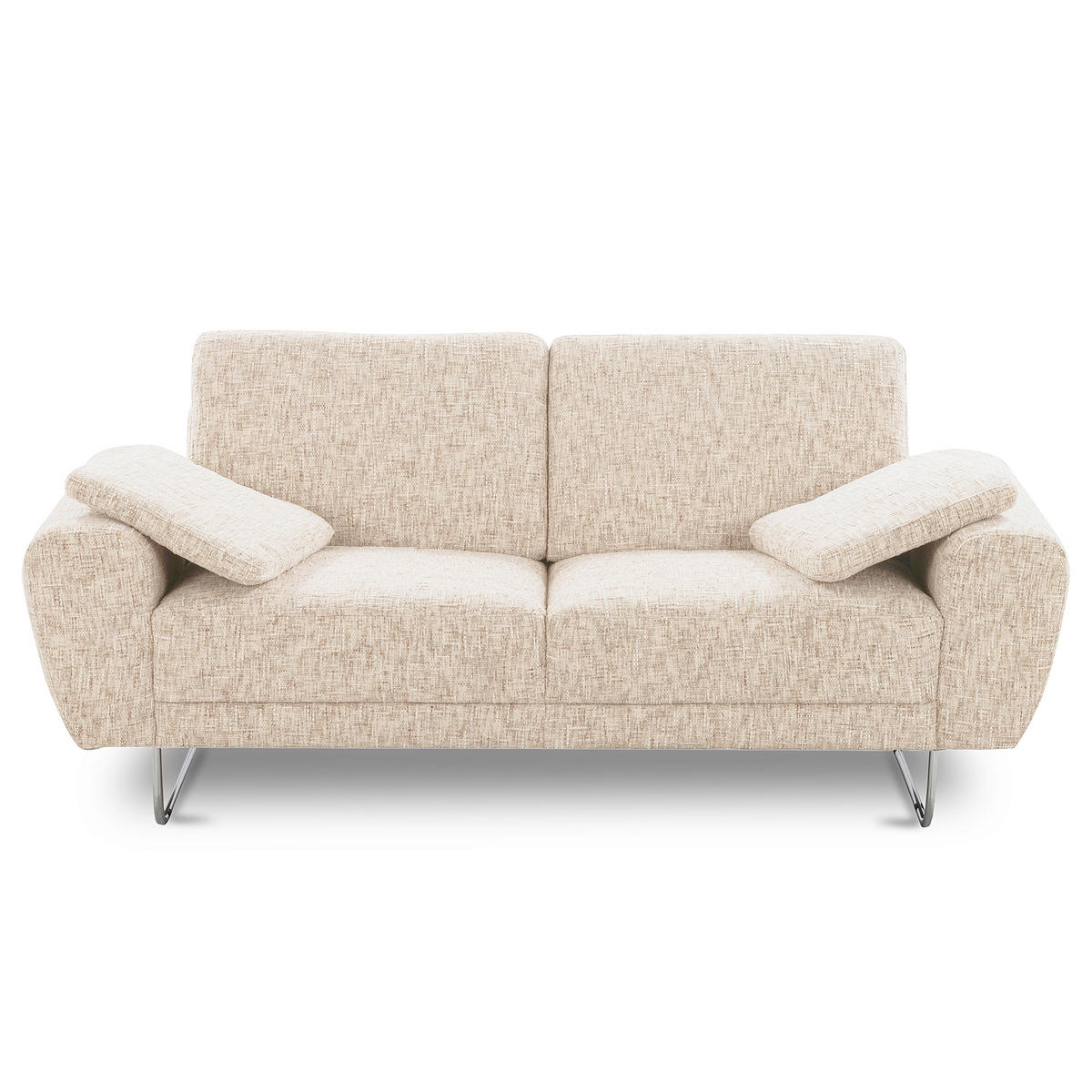 2-SITZER-SOFA SPRING in Webstoff Beige Modern  - Chromfarben/Beige, Design, Textil/Metall (157/85/92cm) - Livetastic