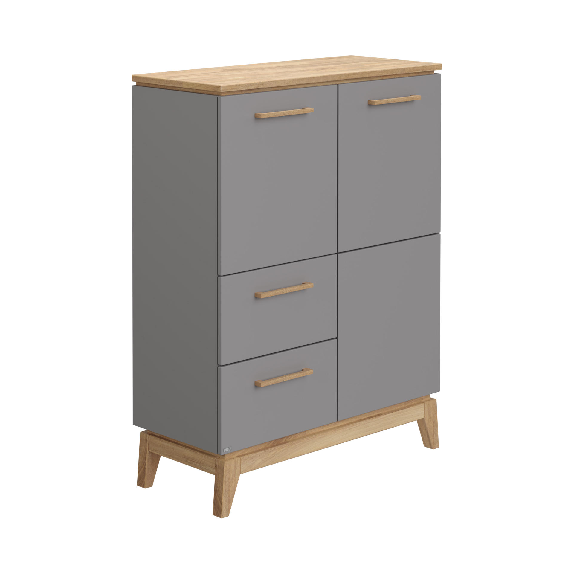 KINDERKOMMODE Sten Grau, Eichefarben  - Eichefarben/Grau, Design, Holz/Holzwerkstoff (94,8/123,1/39,6cm) - Paidi