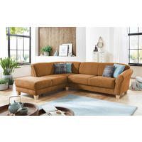 ECKSOFA 212/257 cm  in Flachgewebe Terracotta Bettkasten, Sitztiefenverstellung  212/257 cm  - Terracotta/Naturfarben, KONVENTIONELL, Holz/Textil (212/257cm) - Sit & More