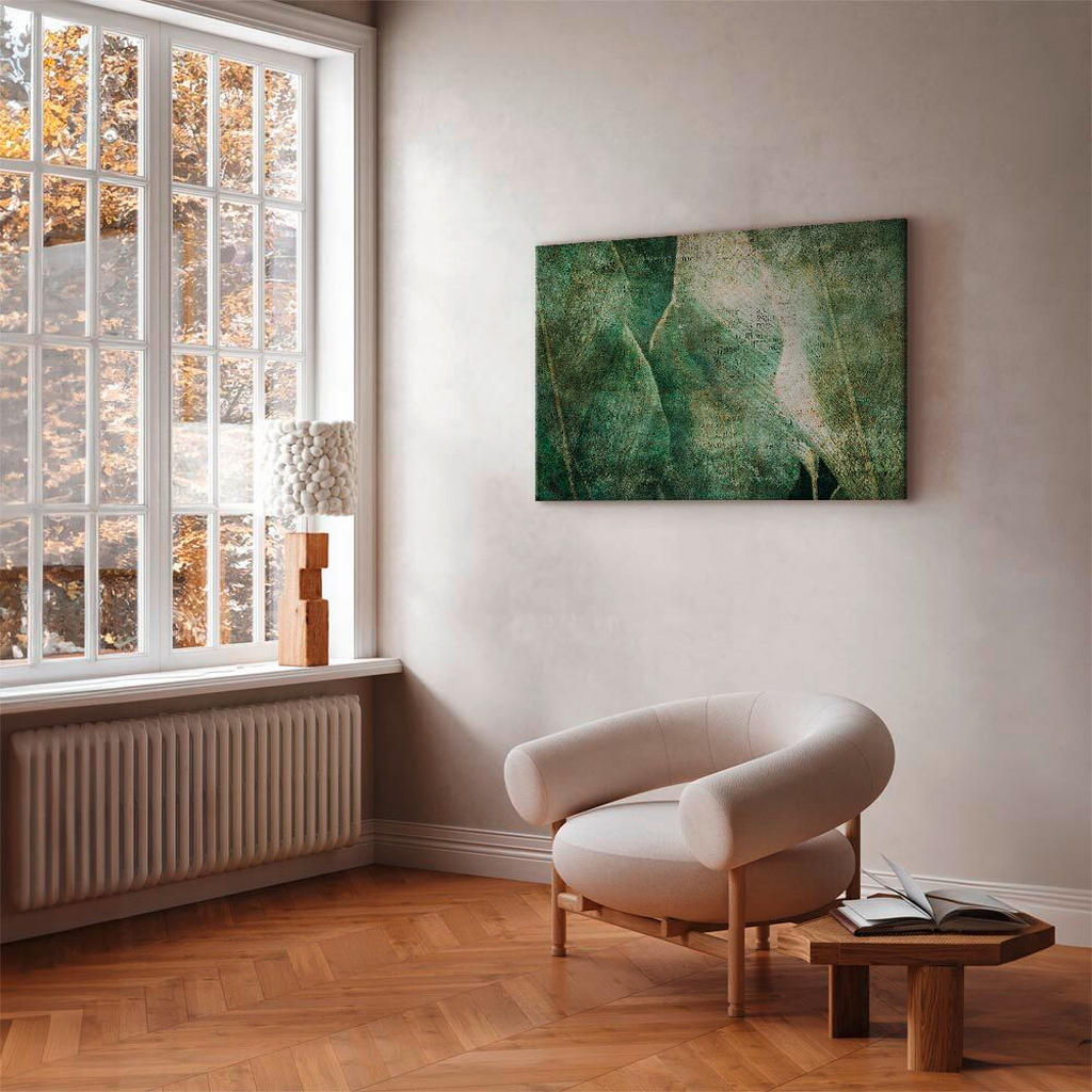 Thumbnail - artgeist Leinwandbild, Smaragdgrün, Greige, Holz, Textil, Kiefer, rechteckig, 120x80x1.2 cm, Keilrahmen, Bilder und Zube...