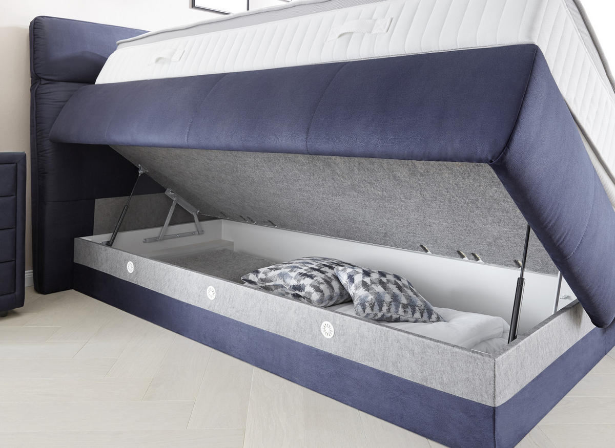 BOXSPRINGBETT 180/200 cm  in Blau  - Blau, Konventionell, Textil (180/200cm) - Dieter Knoll