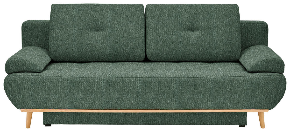 SCHLAFSOFA in Flachgewebe Grün  - Beige/Naturfarben, Design, Holz/Textil (200/71/95cm) - Livetastic