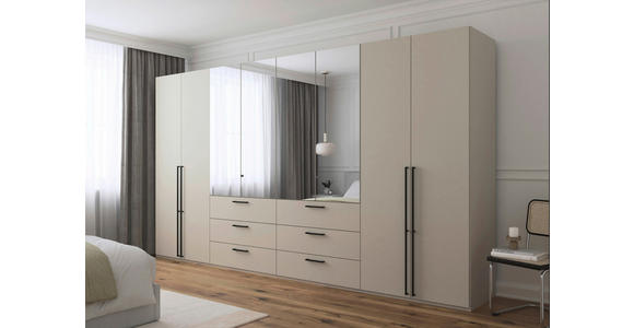 DREHTÜRENSCHRANK 400/223/61 cm,  in Champagner, 8-türig  - Chromfarben/Champagner, Basics, Glas/Holzwerkstoff (400/223/61cm) - Novel