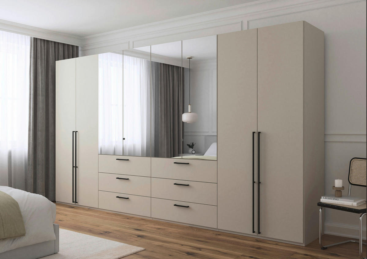 DREHTÜRENSCHRANK 400/223/61 cm,  in Champagner, 8-türig  - Chromfarben/Champagner, Basics, Glas/Holzwerkstoff (400/223/61cm) - Novel