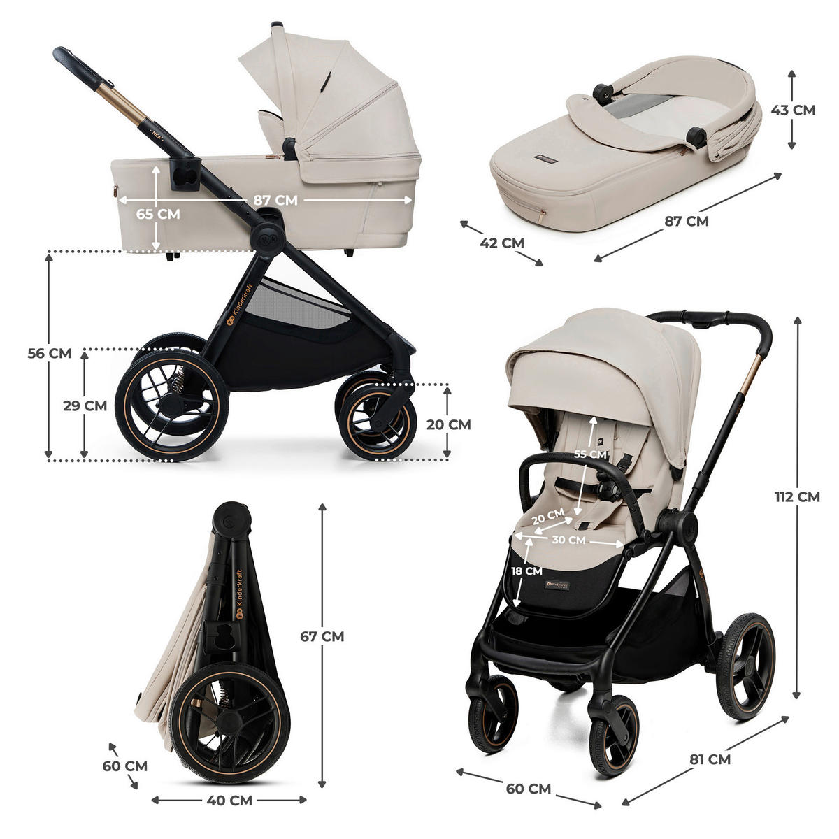 KINDERWAGENSET Nea 2  - Basics (81/60/112cm) - Kinderkraft