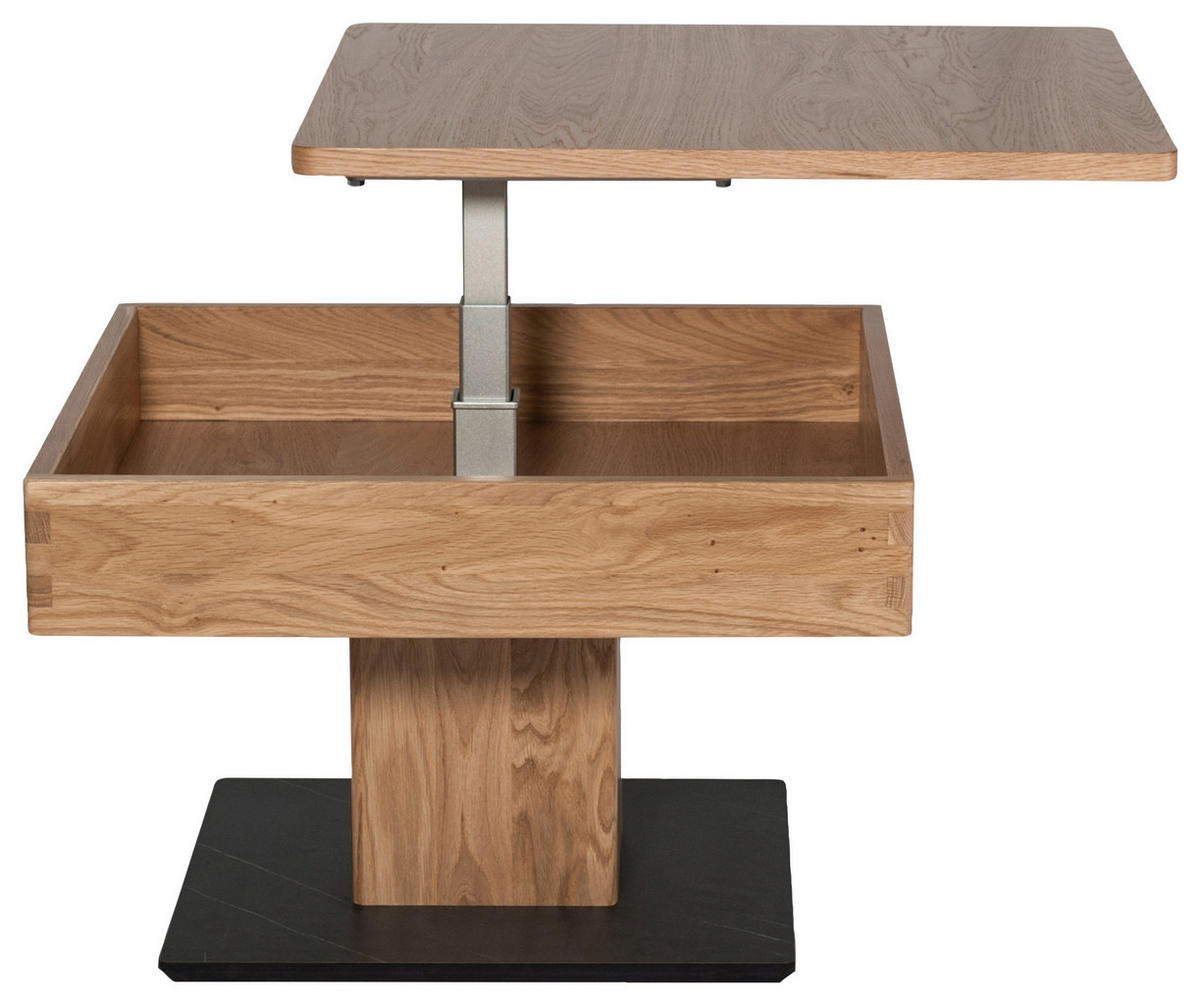 COUCHTISCH in Holz, Metall, Holzwerkstoff 67/67/43-61 cm  - Eichefarben/Schwarz, Natur, Holz/Holzwerkstoff (67/67/43-61cm) - Venda