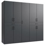 DREHTÜRENSCHRANK  in Graphitfarben  - Schwarz/Graphitfarben, KONVENTIONELL, Holzwerkstoff/Kunststoff (225/208/58cm) - Carryhome