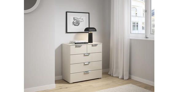 KOMMODE in 80/81/42 cm - Chromfarben/Champagner, Design, Glas/Holzwerkstoff (80/81/42cm) - Carryhome
