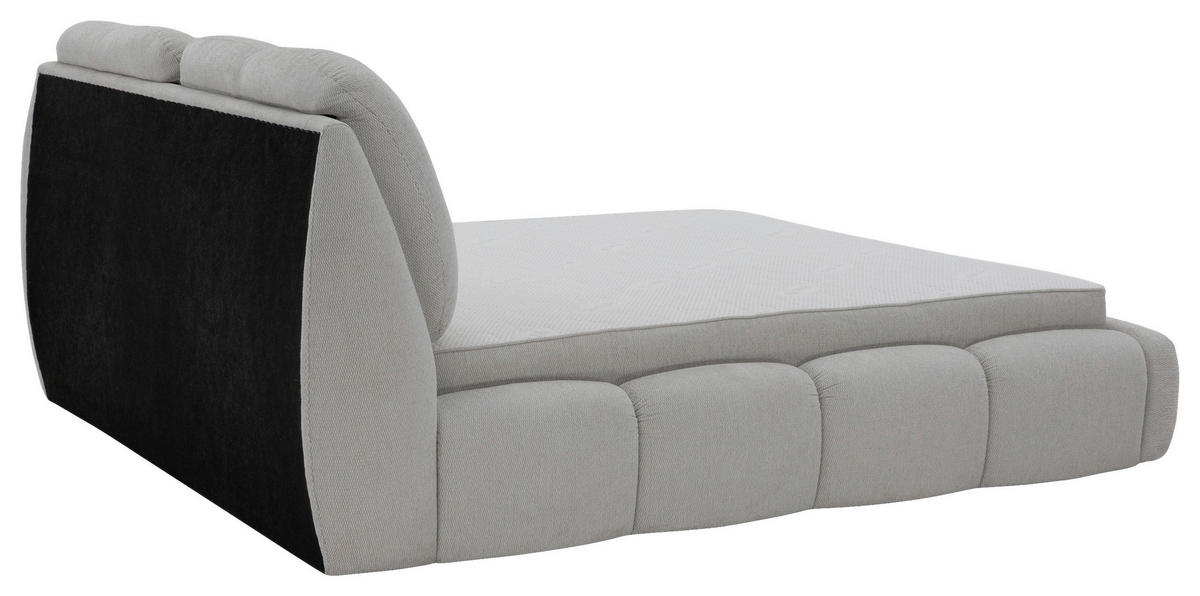 POLSTERBETT 180/200 cm,  in Silberfarben, gepolstertes Kopfteil, Lattenrost, Bettkasten,  - Silberfarben/Schwarz, Design, Holz/Kunststoff (180/200cm) - Chameo