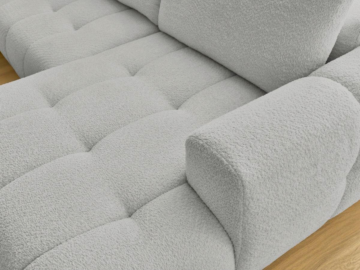 WOHNLANDSCHAFT  FUJI  Hellgrau Bouclé  - Hellgrau/Schwarz, MODERN, Kunststoff/Textil (204/377/160cm)