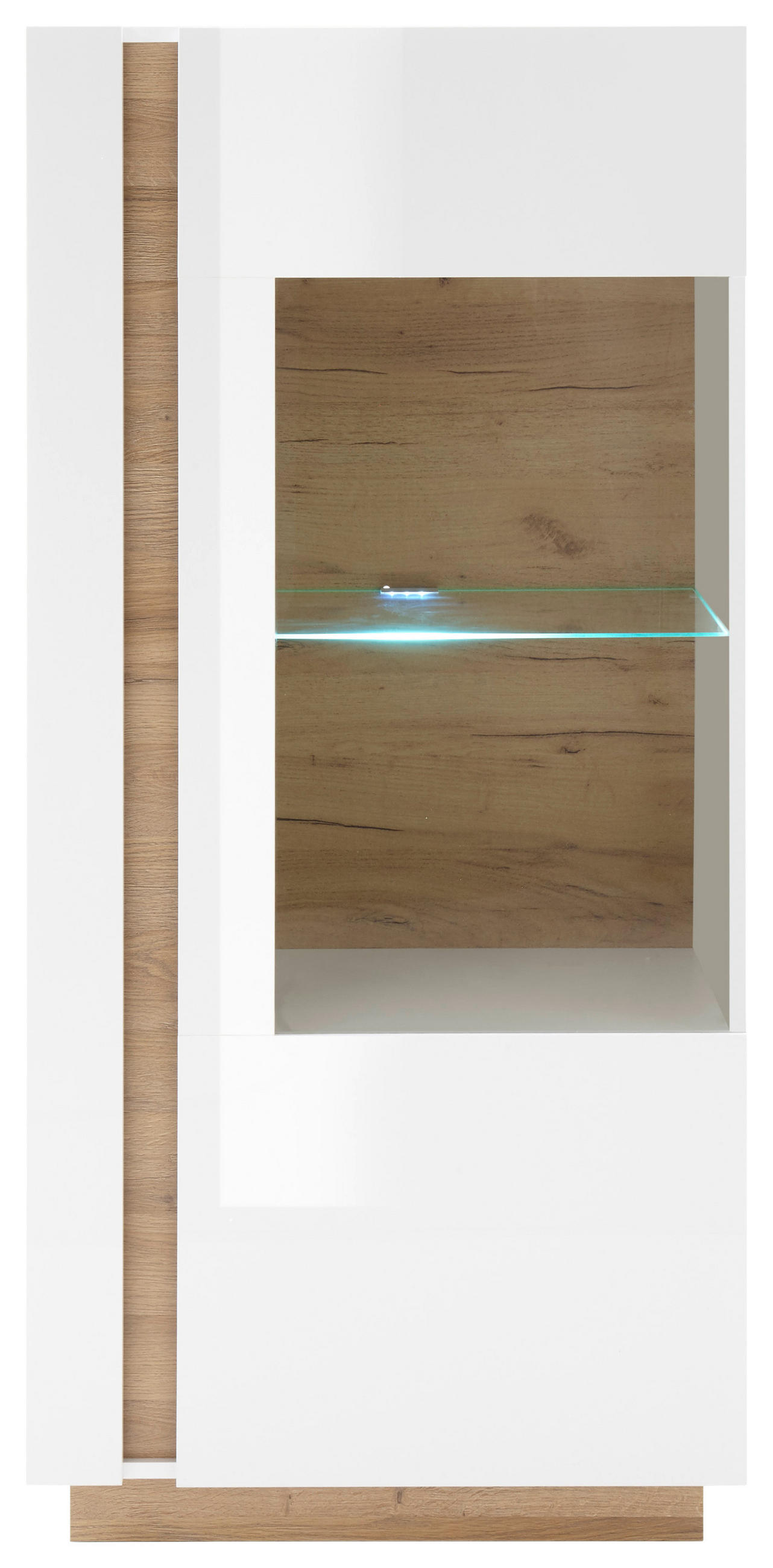 VITRINE - Eichefarben/Weiß, Design, Glas/Holzwerkstoff (72/154/40cm) - MID.YOU