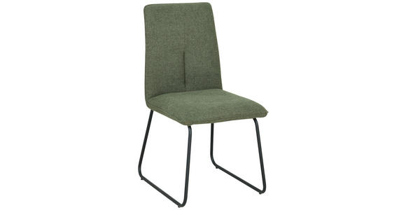 STUHL  Stoffauswahl Leinenoptik  - Schwarz/Grün, Design, Textil/Metall (48/90/63cm) - Xora