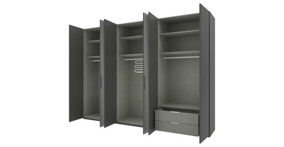 DREHTÜRENSCHRANK 300/223/62 cm 6-türig Anthrazit - Anthrazit/Schwarz, KONVENTIONELL, Glas/Holzwerkstoff (300/223/62cm) - Novel