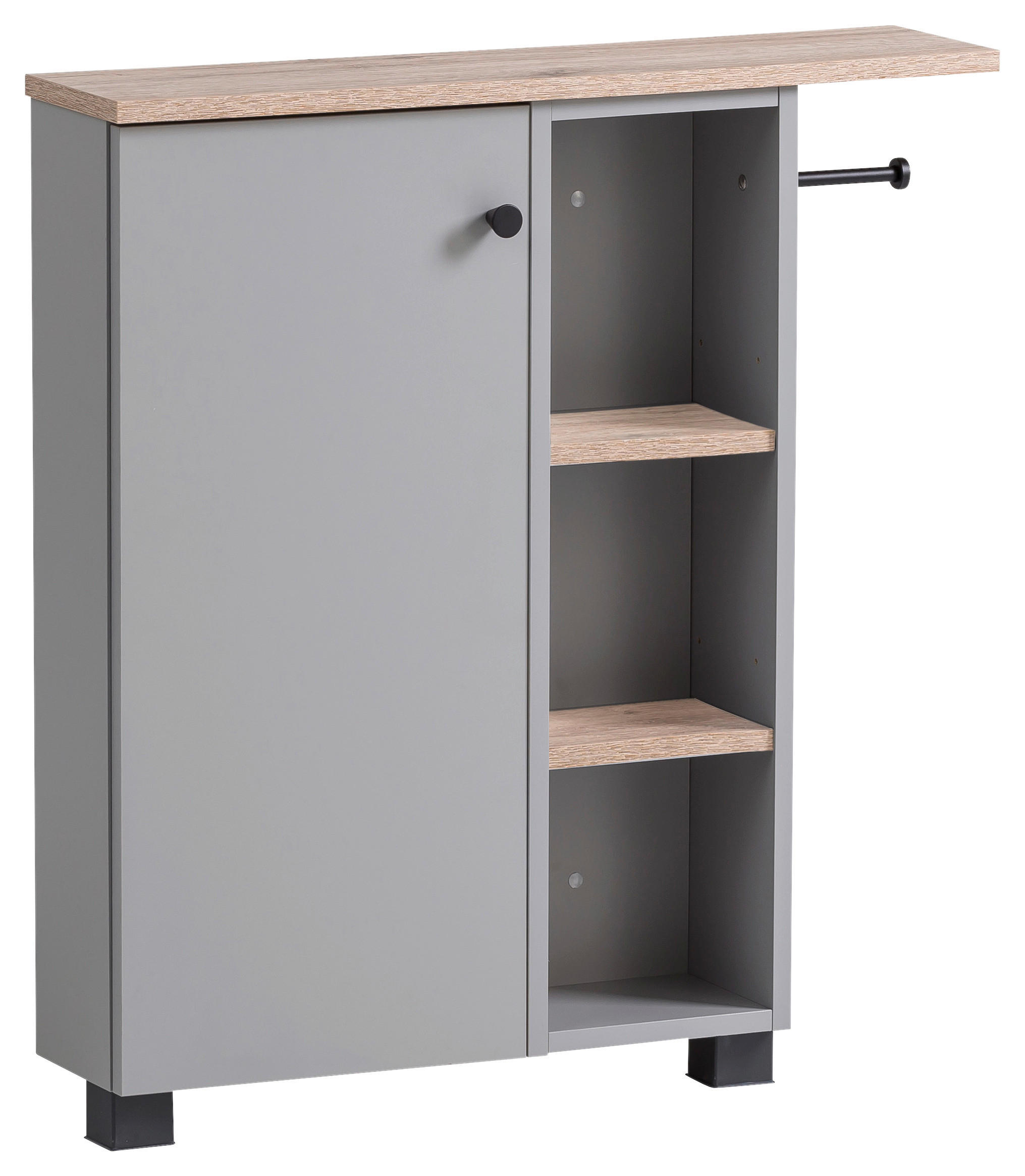 Mid.you Unterschrank Lugo Grau, Wildeiche 70.7x77x17 cm