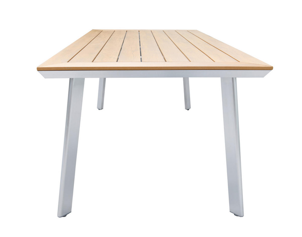 GARTENTISCH 90/72/160 cm Metall, Kunststoff rechteckig  - Silberfarben/Braun, MODERN, Kunststoff/Metall (90/72/160cm) - Gardenson