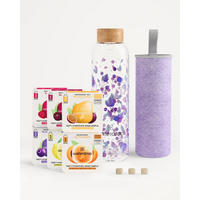 TRINKFLASCHE 600 L  - Transparent/Lila, Trend, Glas/Naturmaterialien (600ml) - waterdrop