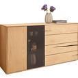 SIDEBOARD Schwarz, Eichefarben  176/88/40 cm  - Eichefarben/Schwarz, Natur, Glas/Holz (176/88/40cm) - Waldwelt