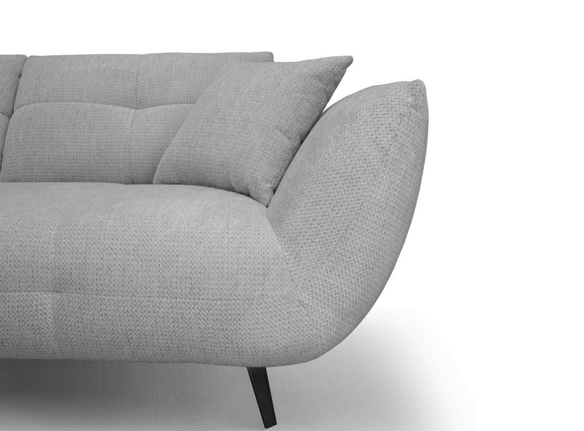 ECKSOFA Grau Chenille Armlehnenkissen, Rücken echt, Sitztiefenverstellung  - Schwarz/Grau, KONVENTIONELL, Textil/Metall (215/313cm) - Hom`in