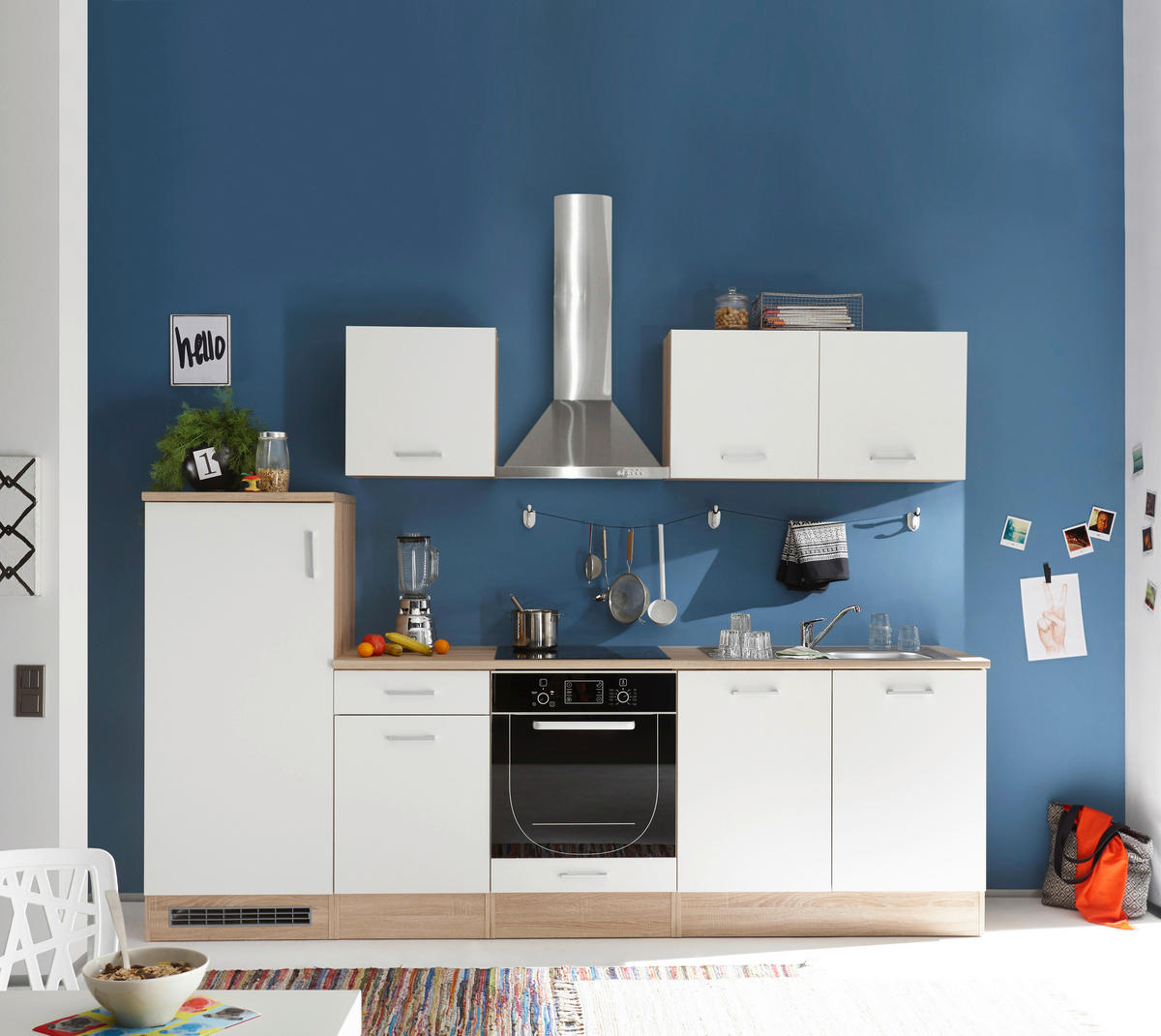 KÜCHENLEERBLOCK   in Weiß, Sonoma Eiche  - Weiß/Sonoma Eiche, MODERN, Holzwerkstoff (270/195/60cm)