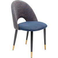 STUHL Webstoff Blau, Schwarz, Goldfarben  - Blau/Goldfarben, Design, Textil/Metall (49/84/54cm) - Kare-Design