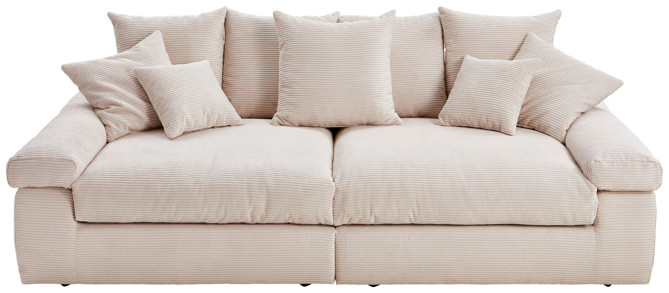 BIGSOFA in Cord Naturfarben  - Schwarz/Naturfarben, Design, Kunststoff/Textil (260/90/140cm) - Ambia Home