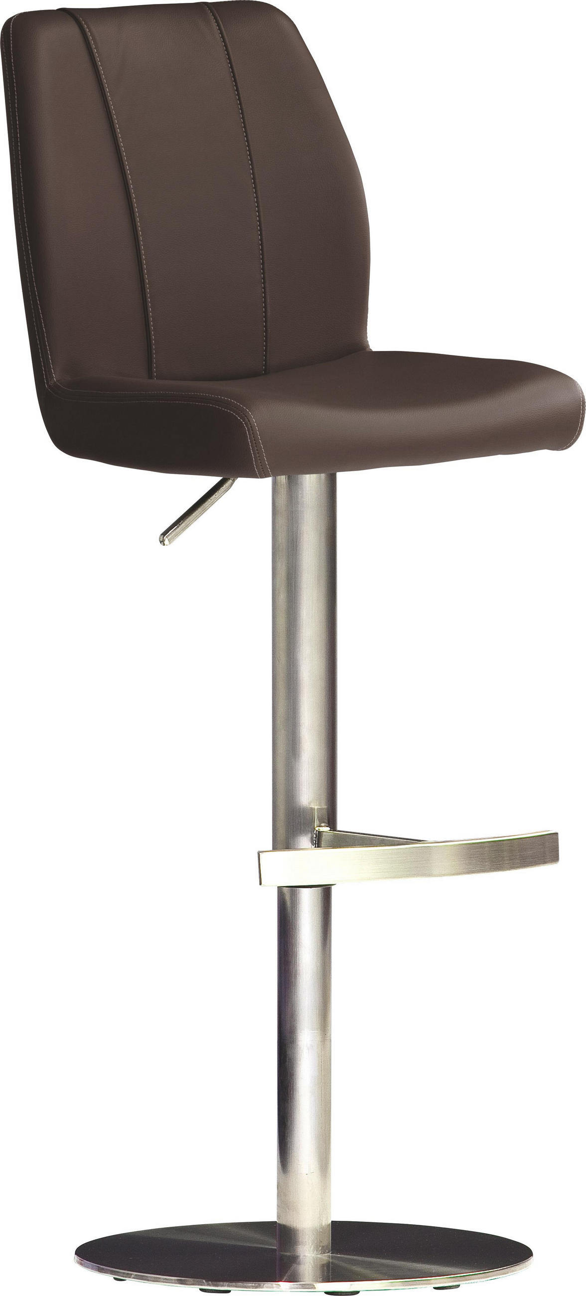 Barhocker in Metall, Textil Braun, Edelstahlfarben