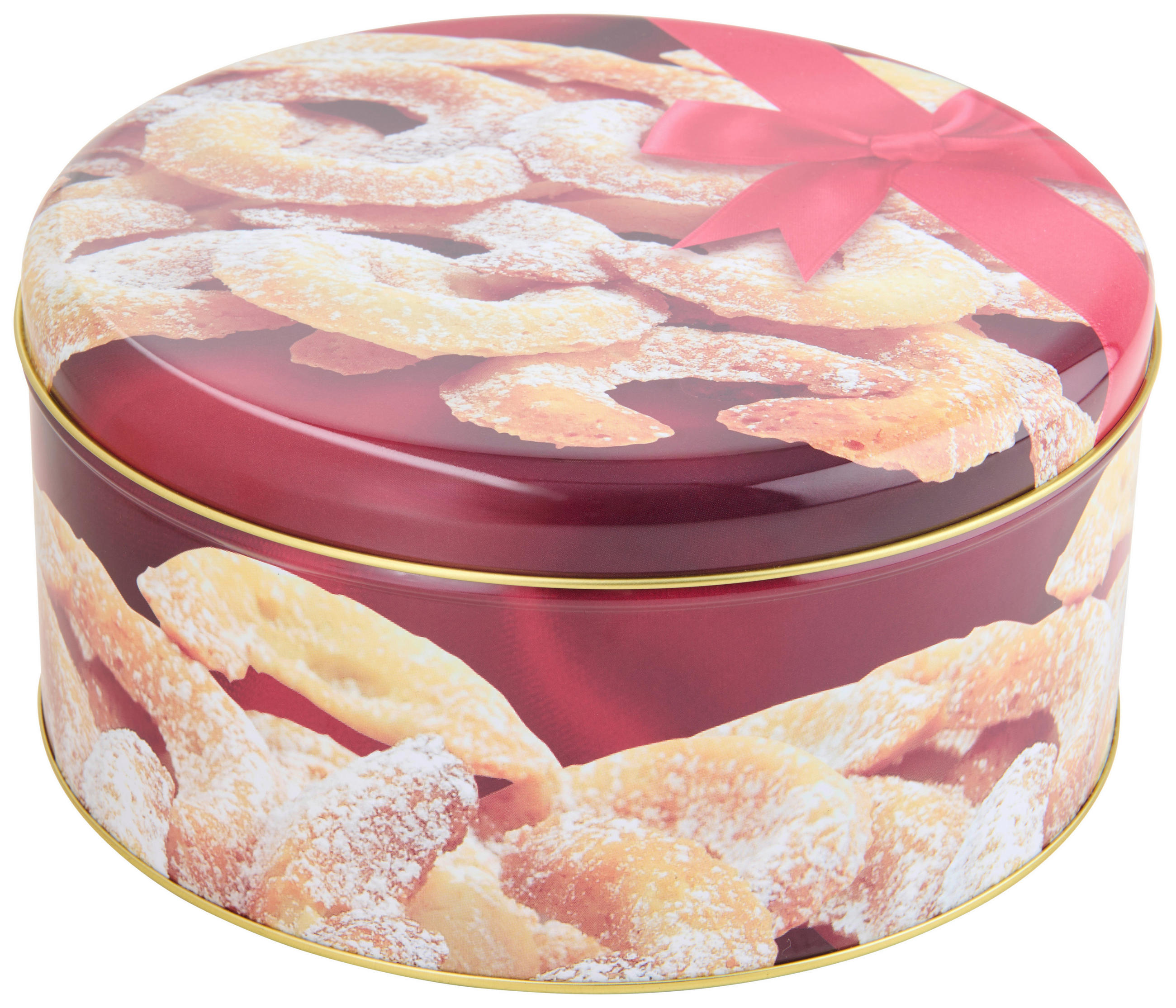KEKSZESDOBOZ  2,9 l  - sárga/piros, Basics, fém (19,7/9,6cm) - X-Mas