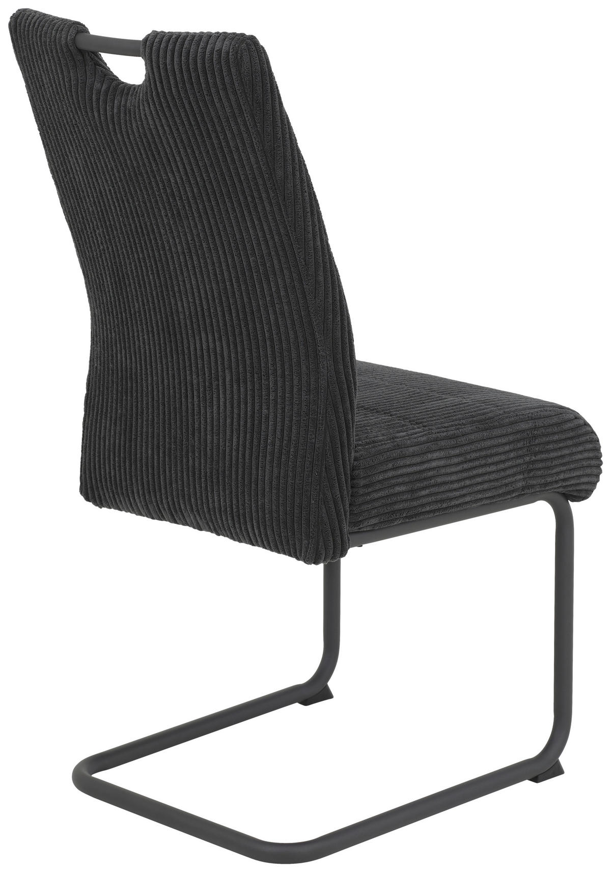 SCHWINGSTUHL  in Eisen Cord  - Anthrazit/Schwarz, MODERN, Textil/Metall (47/99/63cm) - Boxxx