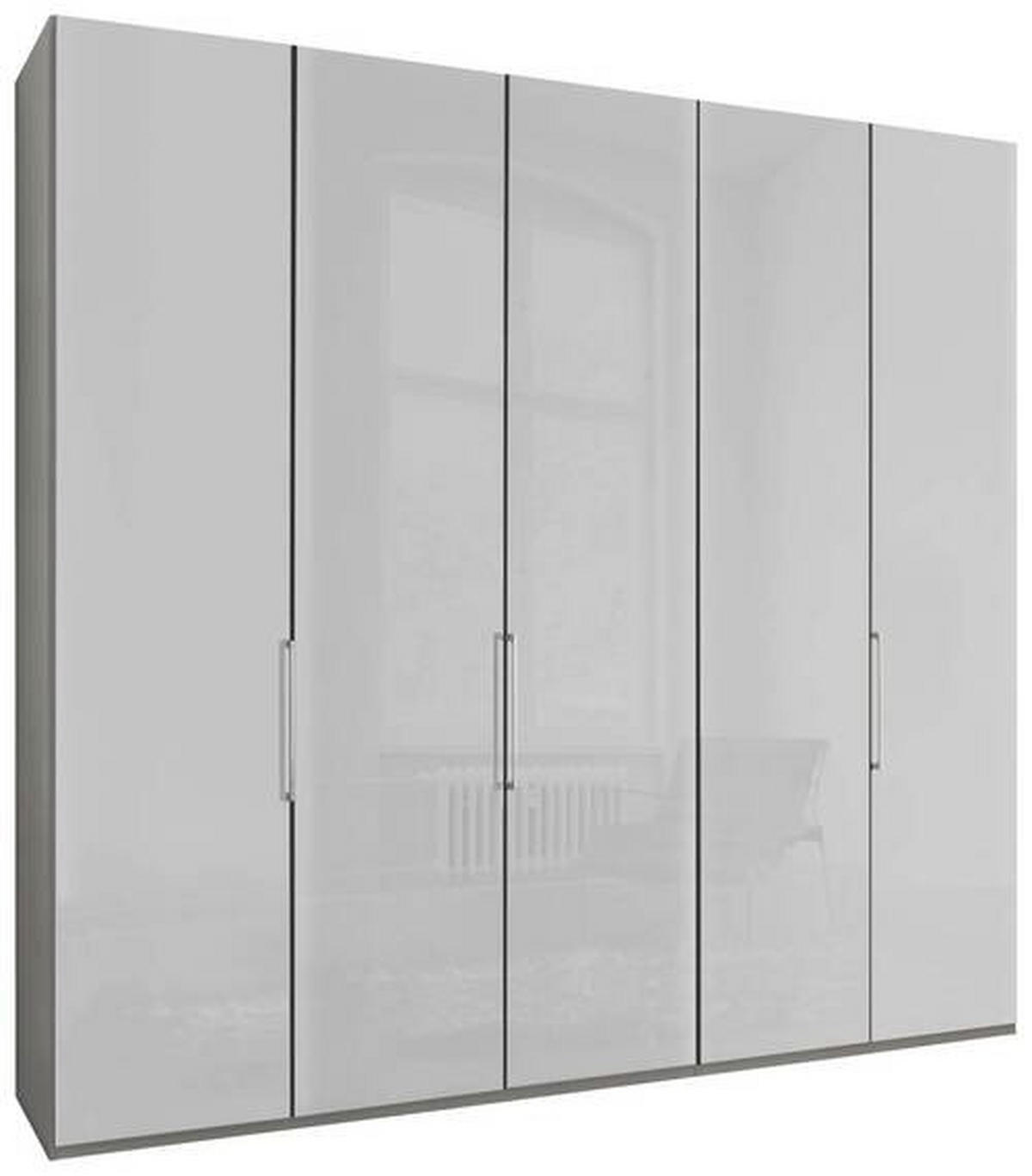 FALTTÜRENSCHRANK in Grau, Weiss  - Chromfarben/Weiss, Konventionell, Glas/Holzwerkstoff (250/216/58cm) - Dieter Knoll