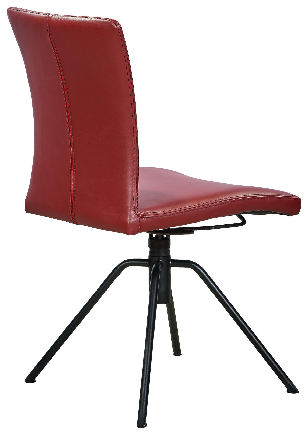 STUHL Echtleder Kirschrot  - Kirschrot/Schwarz, Design, Leder/Metall (52/91/58cm) - Musterring