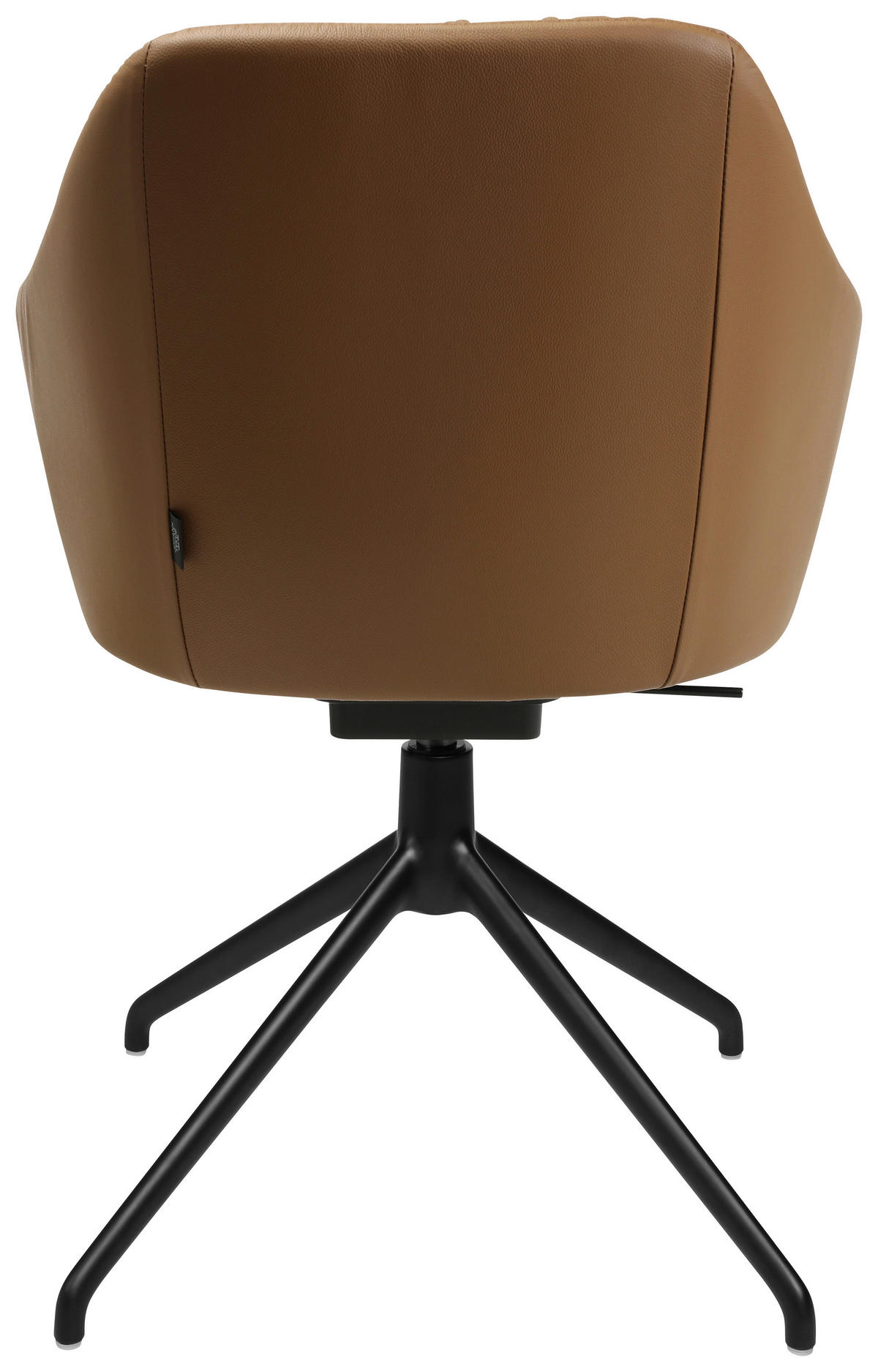 ARMLEHNSTUHL  in Aluminium Echtleder pigmentiert  - Cognac/Schwarz, Design, Leder/Metall (58/81,5-84,5/60cm) - Johann Jakob