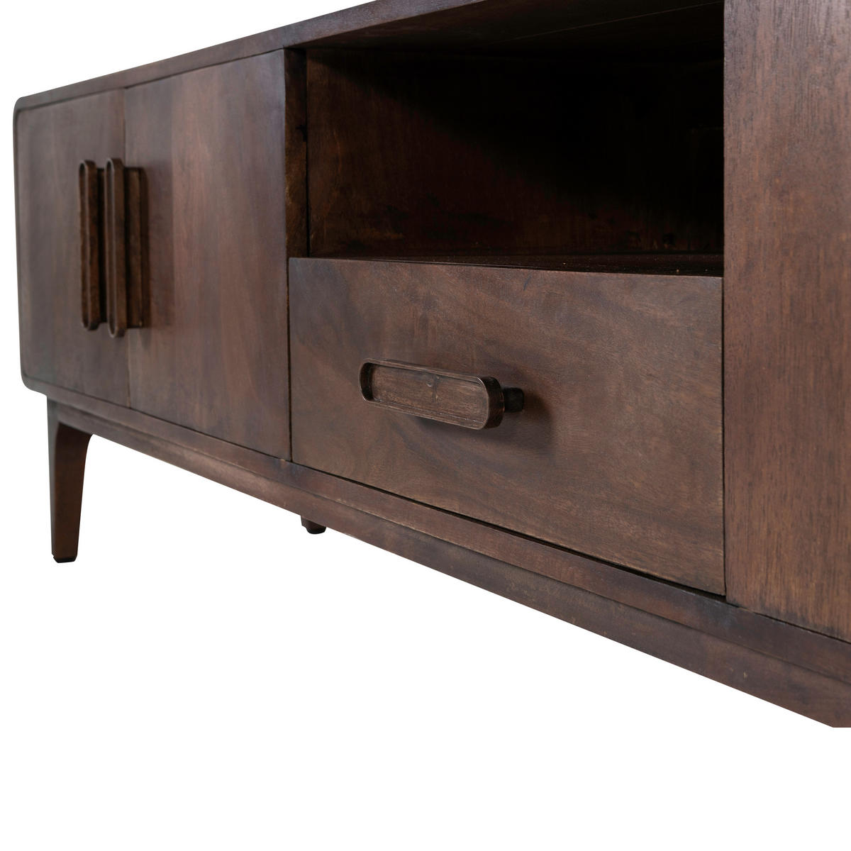 LOWBOARD Liya 200/50/35 cm 1 Schublade(n) stehend  - Dunkelbraun/Braun, Design, Holz (200/50/35cm) - Livetastic