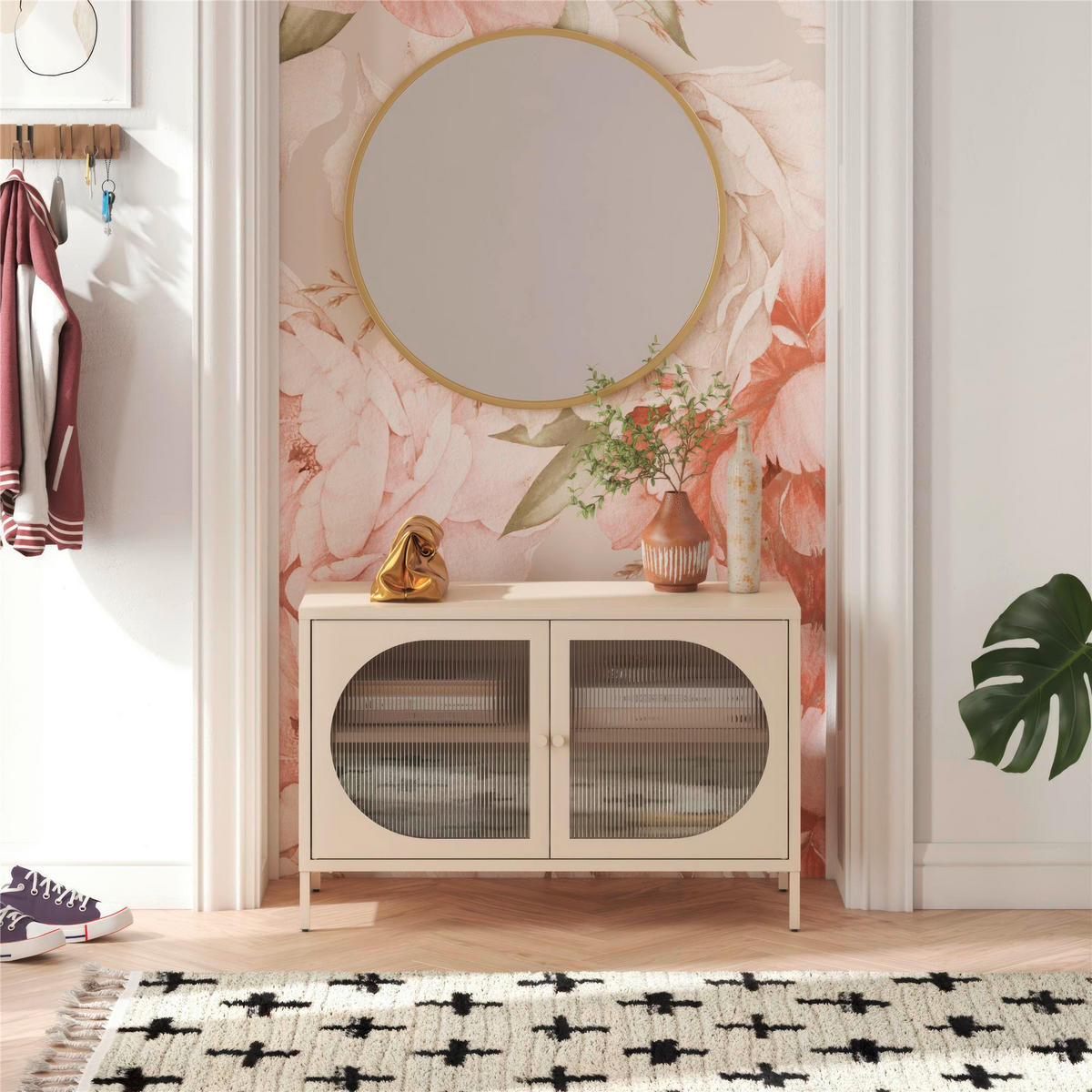 KOMMODE Luna   in 100/64/40 cm  - Creme, Design, Glas/Metall (100/64/40cm) - MID.YOU