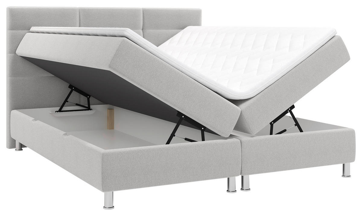 POSTELJA Z VZMETNICO 140 cm   x 200 cm  , tekstil sivobež  - barve kroma/sivobež, Konvencionalno, kovina/tekstil (140/200cm) - Carryhome