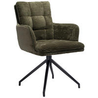 ARMLEHNSTUHL  Stoffauswahl, Sitzfläche 360° drehbar Cord  Olivgrün  - Schwarz/Olivgrün, Design, Textil/Metall (66/89/64cm) - Stylife