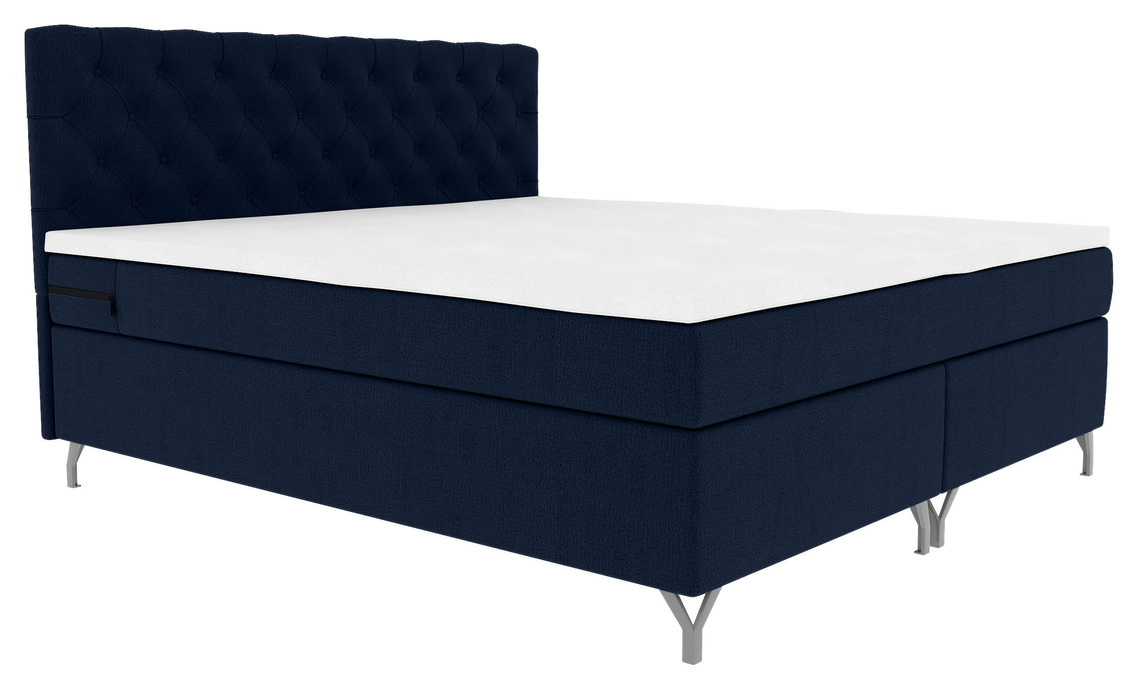 BOXSPRINGBETT 180/200 cm  in Dunkelblau  - Chromfarben/Dunkelblau, KONVENTIONELL, Textil/Metall (180/200cm) - Boxxx