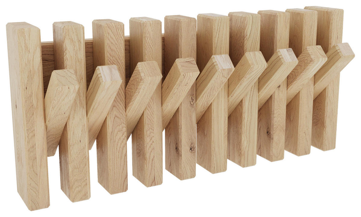 HAKENLEISTE Eiche massiv Eichefarben  - Eichefarben, Natur, Holz (38/17/5,1cm) - Linea Natura