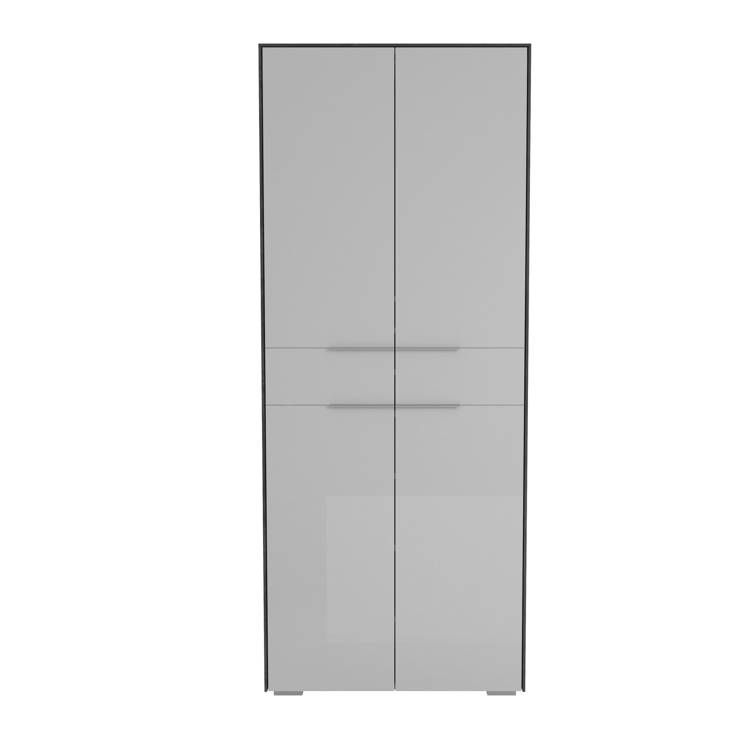 GARDEROBENSCHRANK Eichefarben, Hellgrau - Chromfarben/Eichefarben, Design, Glas/Holzwerkstoff (80,8/199,1/37,3cm) - Voleo