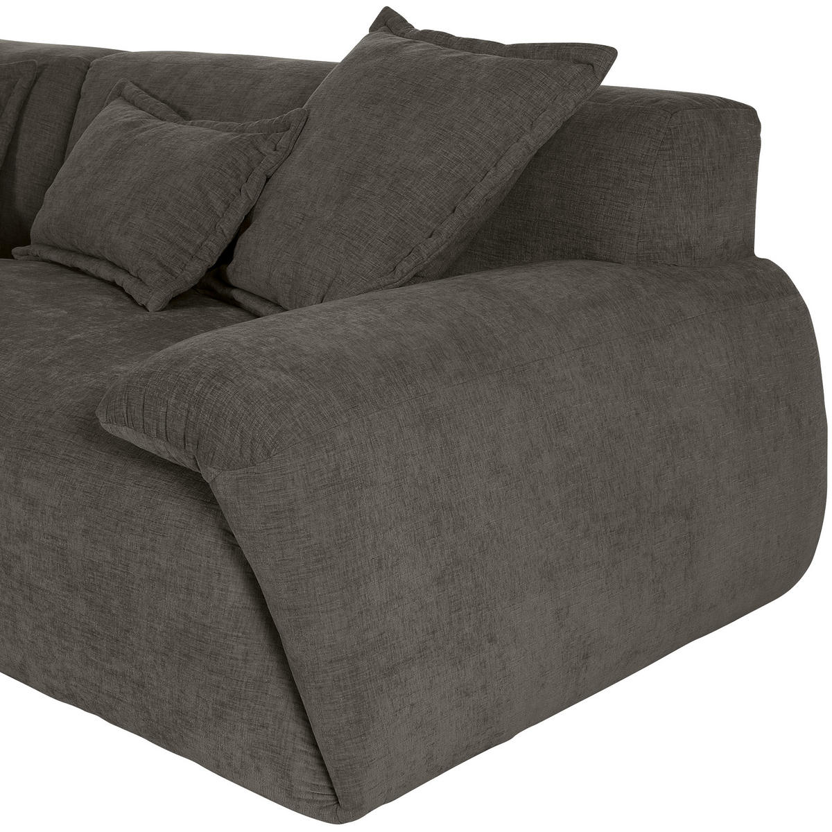 ECKSOFA in Flachgewebe Dunkelgrau  - Dunkelgrau/Schwarz, Konventionell, Kunststoff/Textil (174/274cm) - Carryhome