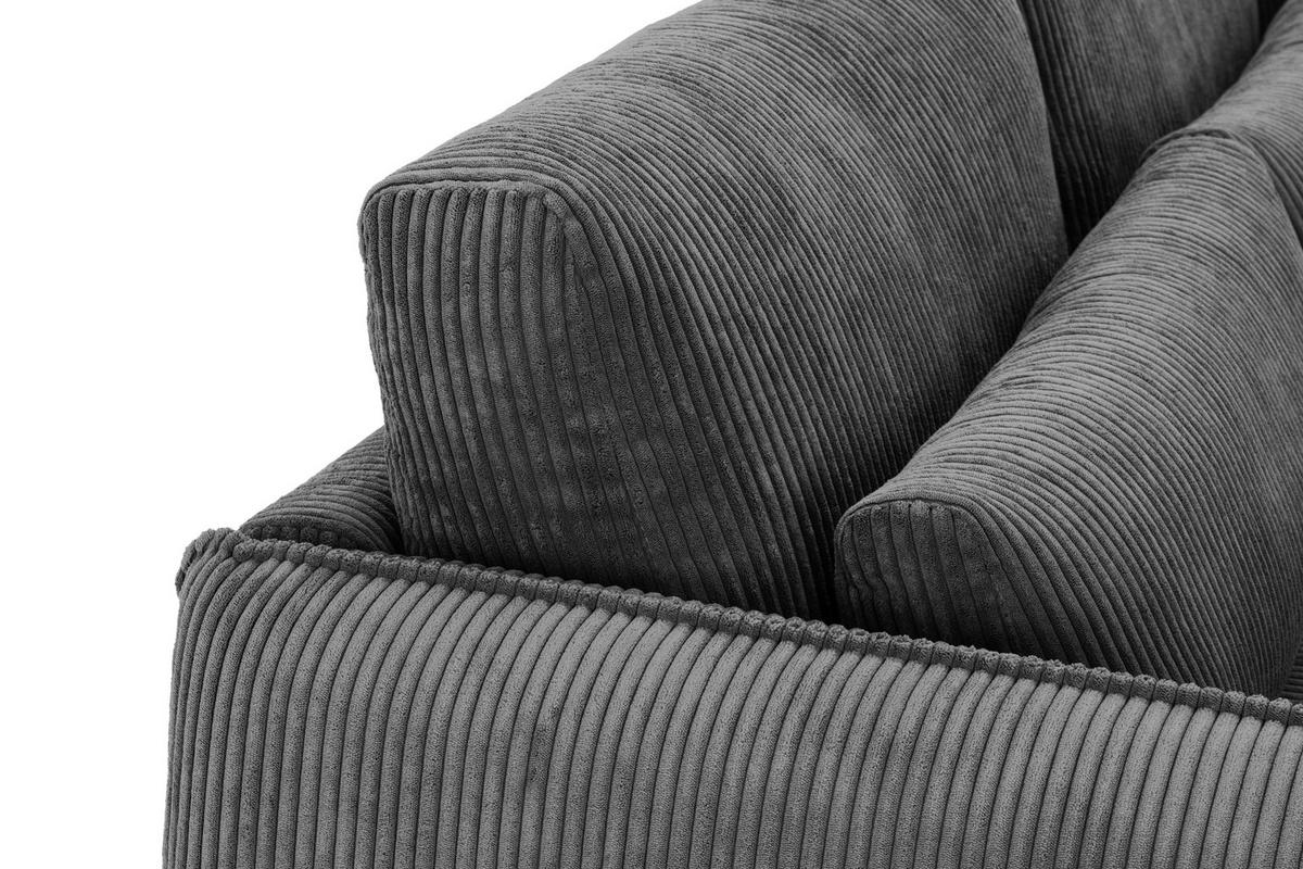 HÁROMÜLÉSES KANAPÉ textil szürke  - fekete/szürke, Design, textil/fém (260/81/89cm) - Livetastic