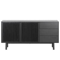 ŠIROKÁ KOMODA, dub, jaseň, čierna, 160/80/40 cm - čierna, Design, kov/drevo (160/80/40cm) - home24