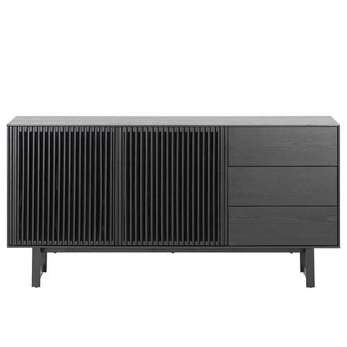 home24 ŠIROKÁ KOMODA, dub, jaseň, čierna, 160/80/40 cm