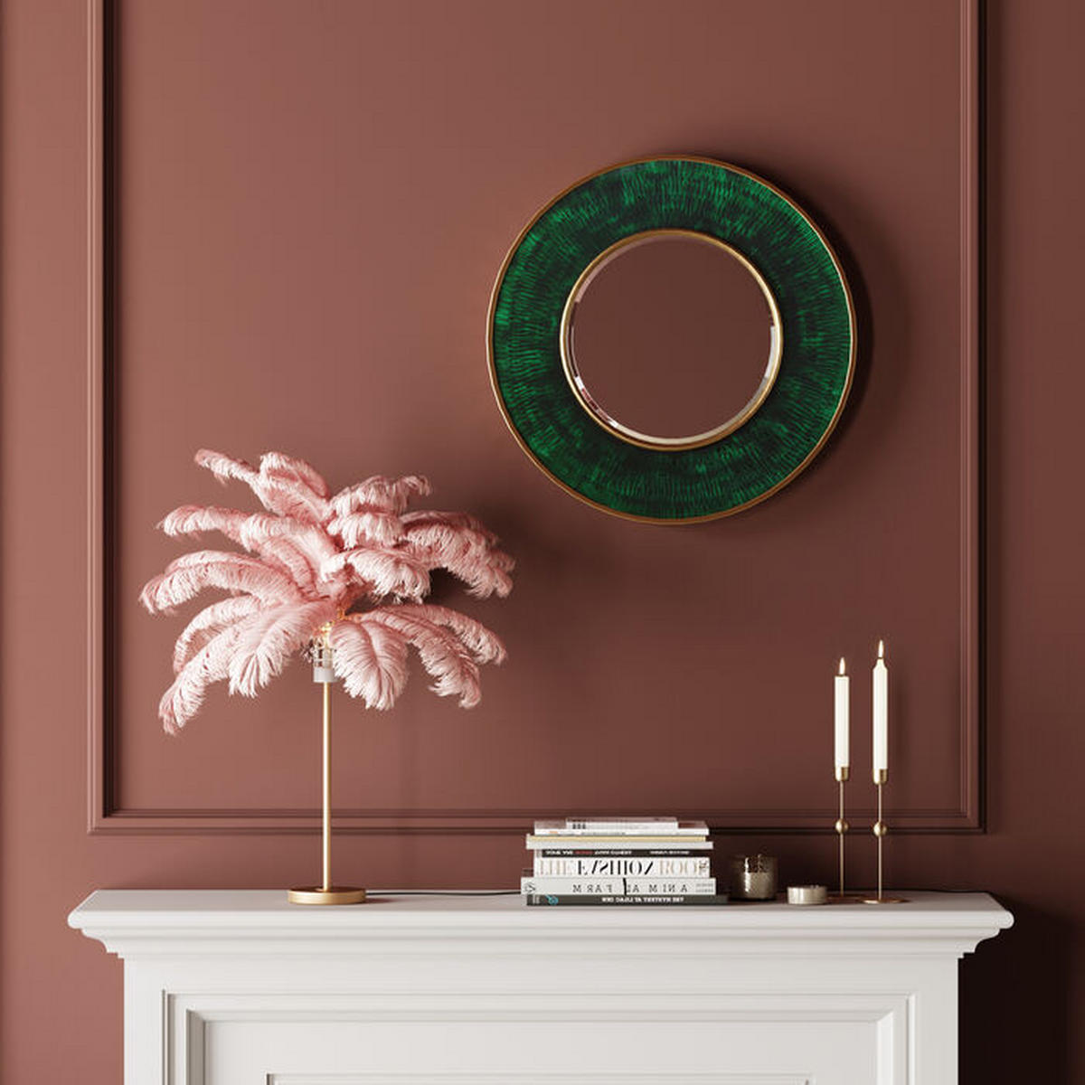 TISCHLEUCHTE - Pink/Messingfarben, MODERN, Naturmaterialien/Metall (50/60/50cm) - Kare-Design