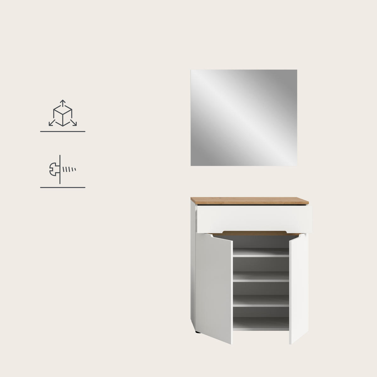 GARDEROBE 2-teilig  in 80/190/37 cm  - Weiß/Eiche Artisan, Design, Holzwerkstoff (80/190/37cm) - MID.YOU
