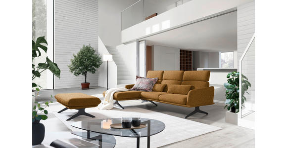 ECKSOFA in Flachgewebe Currygelb 152/259 cm - Currygelb/Schwarz, Design, Textil/Metall (152/259cm) - Dieter Knoll