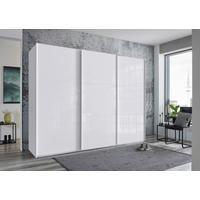 OMARA Z DRSNIMI VRATI, bela, bela, visoki sijaj  - bela/visoki sijaj, Moderno, kovina/leseni material (300/216/65cm) - Hom`in