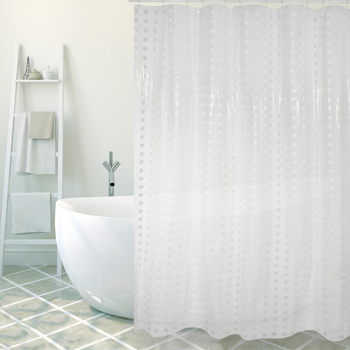 DUSCHVORHANG BRISTOL 180/200 cm  - Weiß, Basics, Textil (180/200cm) - MSV