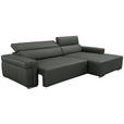 ECKSOFA DUA in Echtleder Anthrazit  293/170 cm  - Chromfarben/Anthrazit, Design, Leder/Metall (293/170cm) - Novel